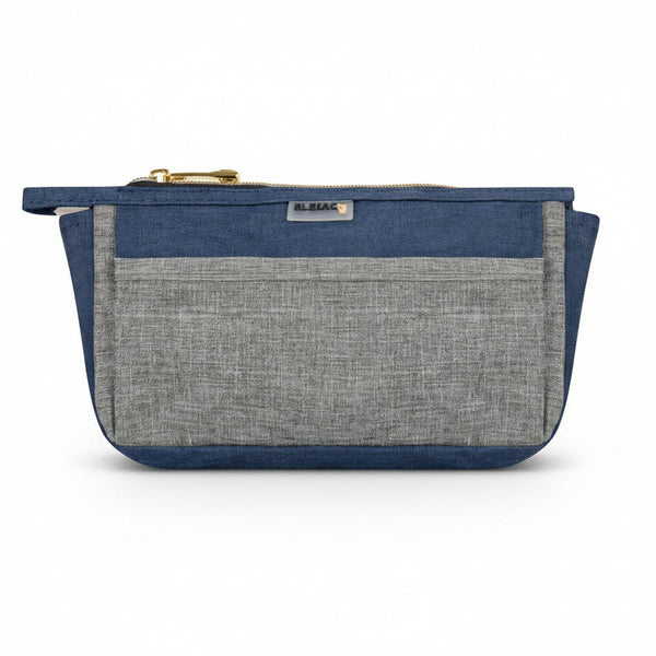 Blue Grey Multi Pocket Pencil Case
