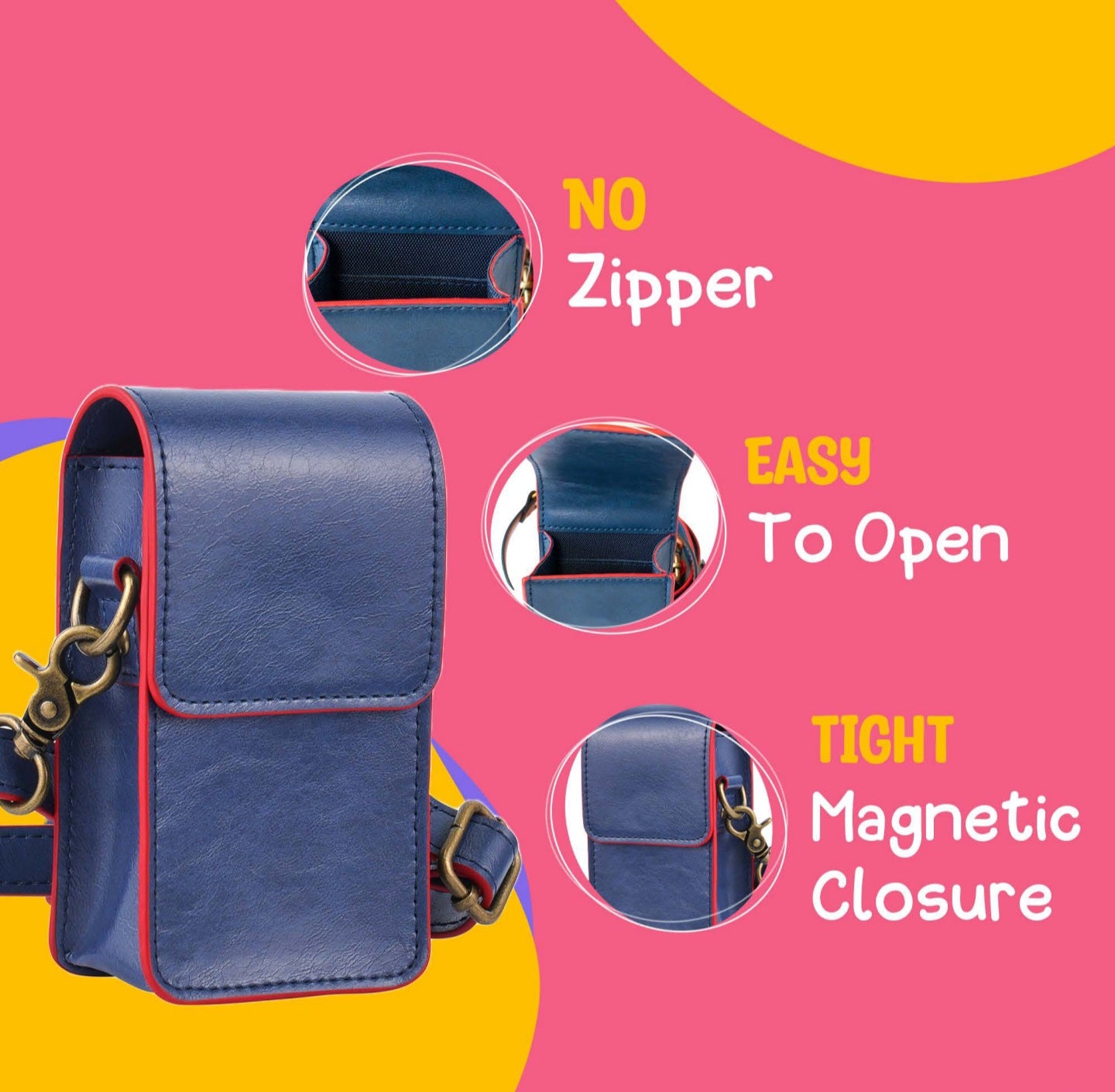 Blue Red Leather Croosbody Bag