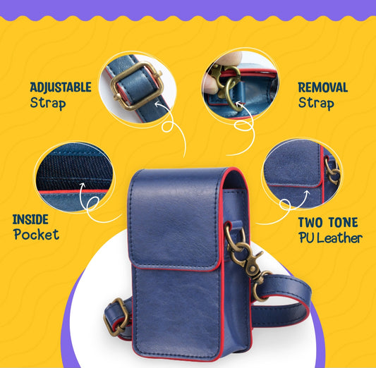 Blue Red Leather Croosbody Bag