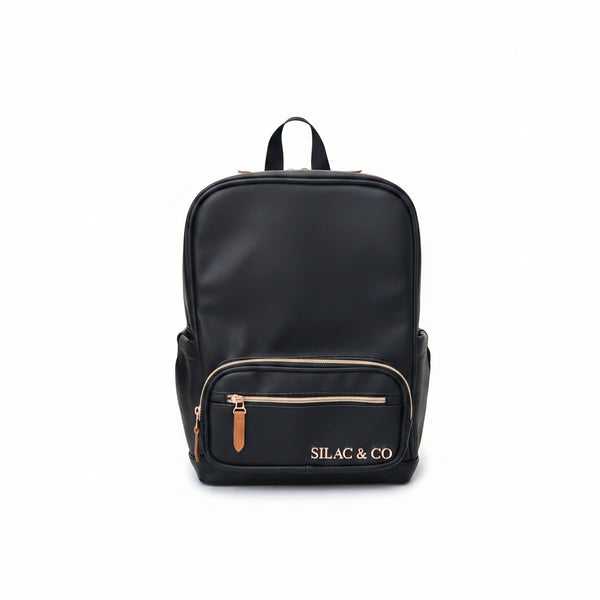 Onyx Black Leather Backpack