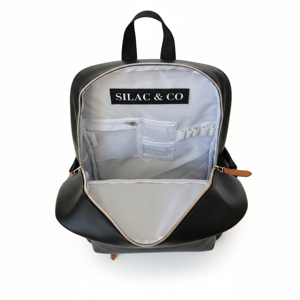 Onyx Black Leather Backpack